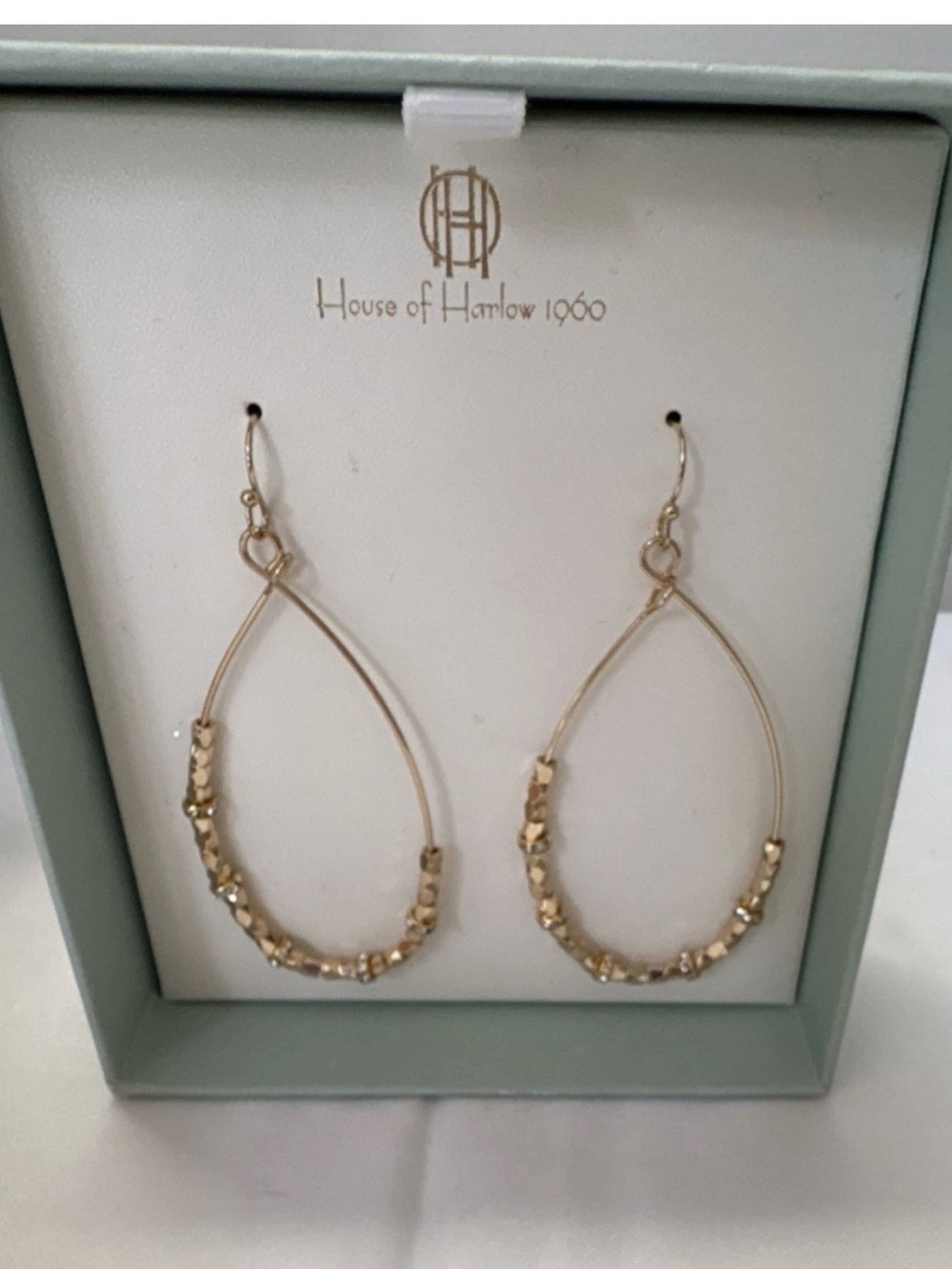 House of Harlow 1960 Gold Beaded Teardrop Earrings